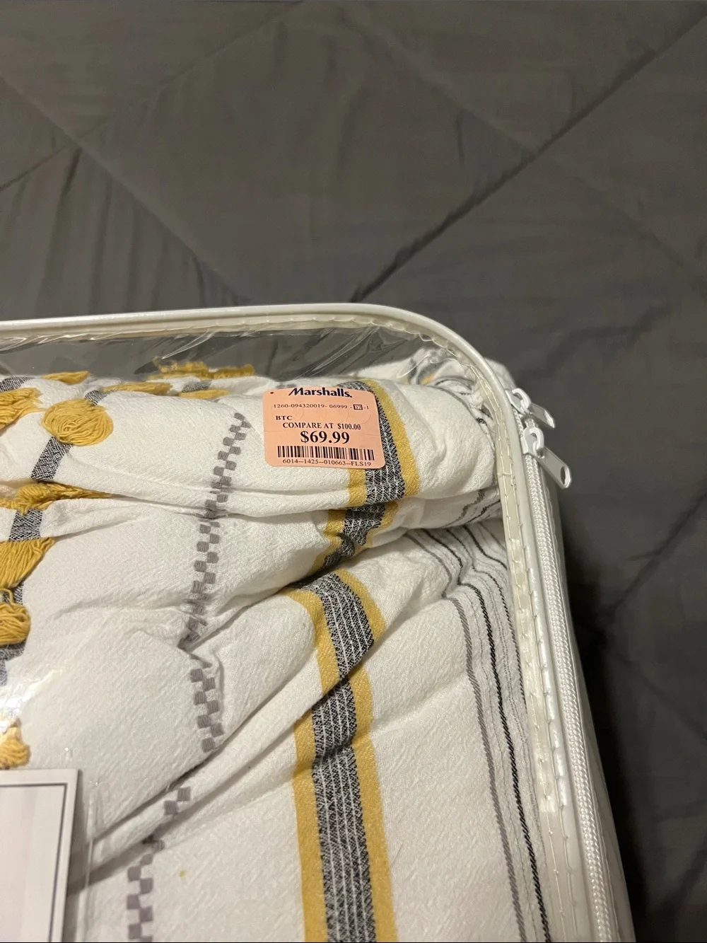 Striped Tufted Comforter Set in White and Brown